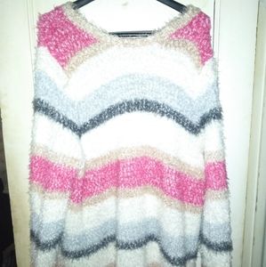 Lane Bryant Striped Fuzzy Sweater